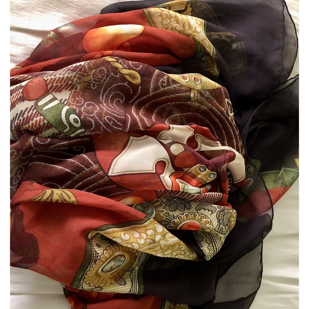 Vintage Authentic Hermès Silk Mousseline Giant Scarf 140cm Tibet - Picture 8 of 9